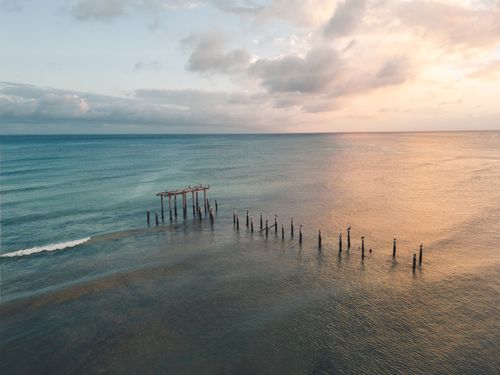 A ruined jetty in the sea